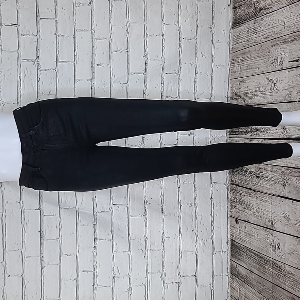 L'Agence Marguerite Luxe Coated High Rise Skinny/Tapered Ankle Jeans in Black